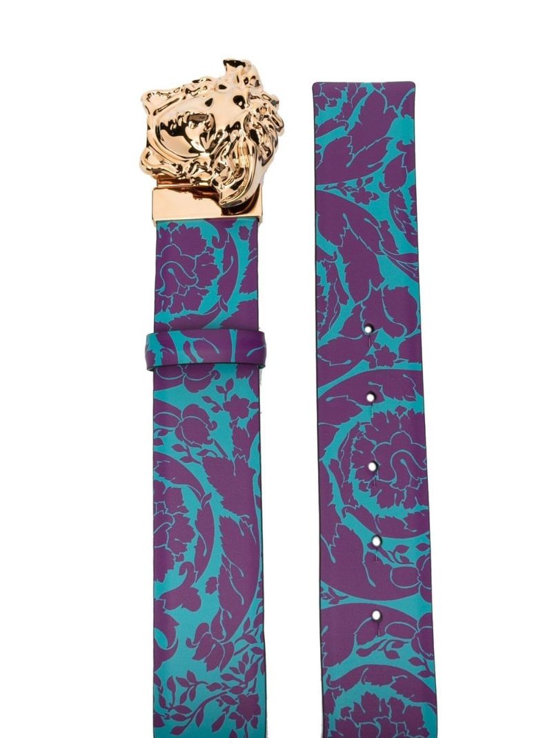 Blue Baroque Silhouette Reversible Leather Belt