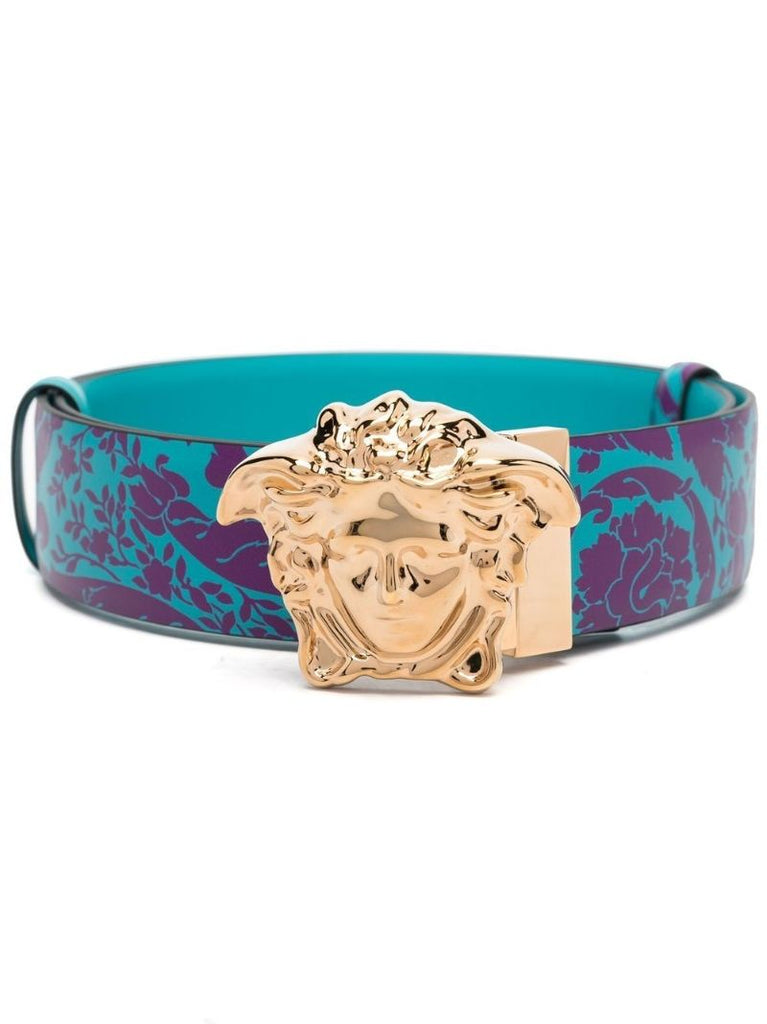 Blue Baroque Silhouette Reversible Leather Belt