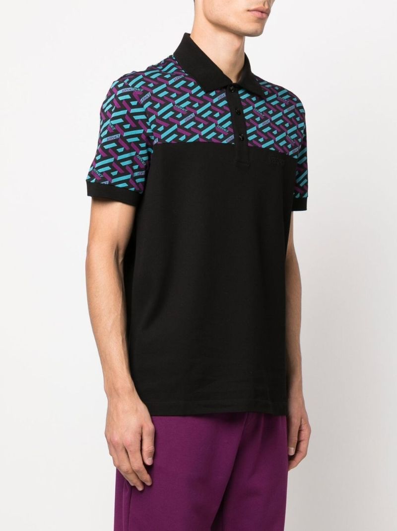 Black La Greca Cotton Polo Shirt