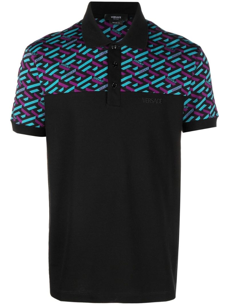 Black La Greca Cotton Polo Shirt