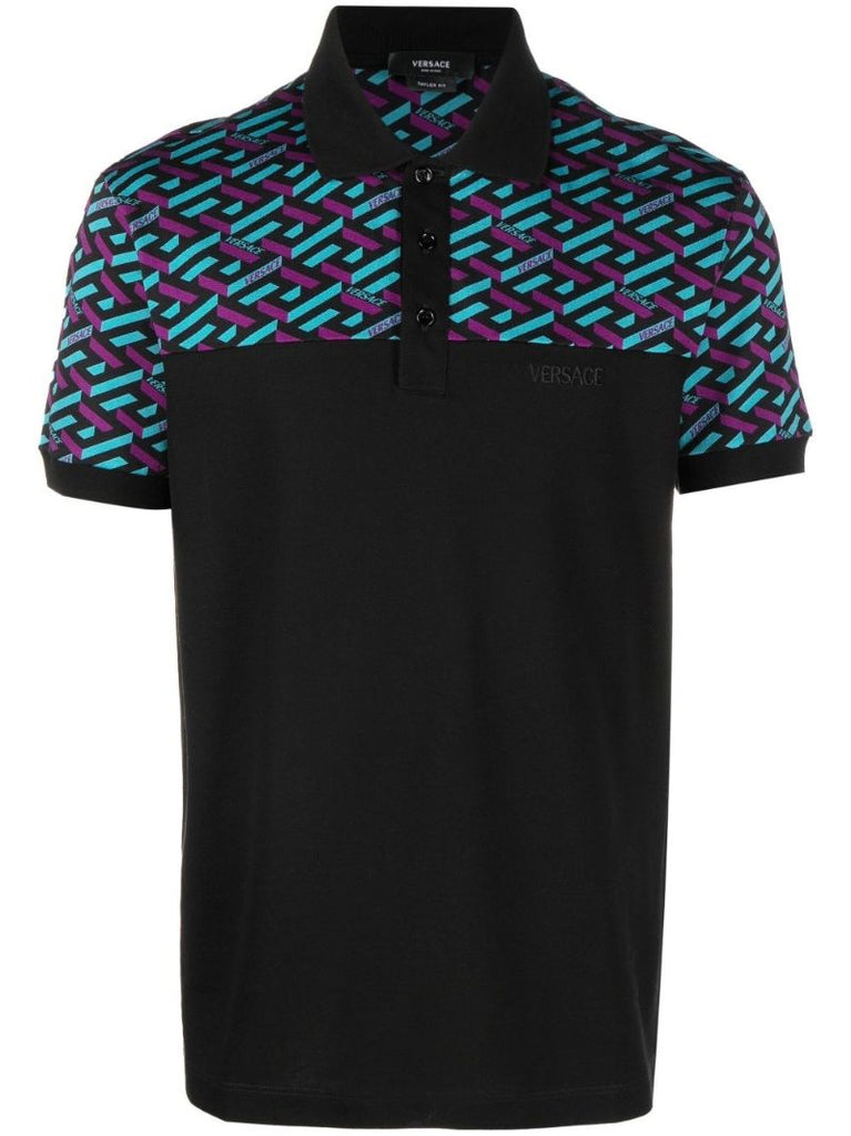 Black La Greca Cotton Polo Shirt