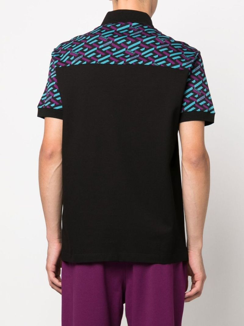 Black La Greca Cotton Polo Shirt