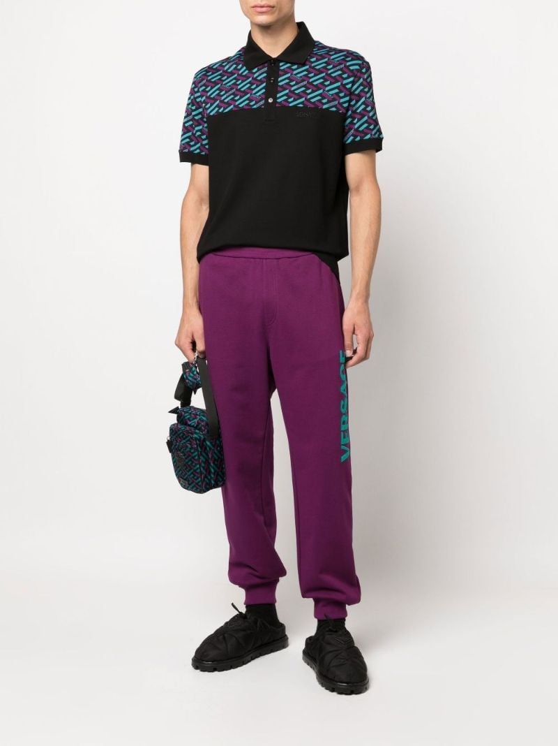 Black La Greca Cotton Polo Shirt