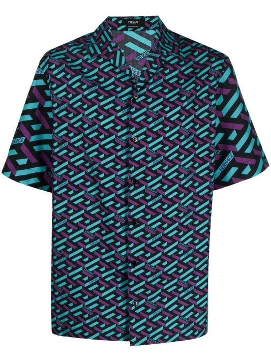 Black La Greca Print Shirt