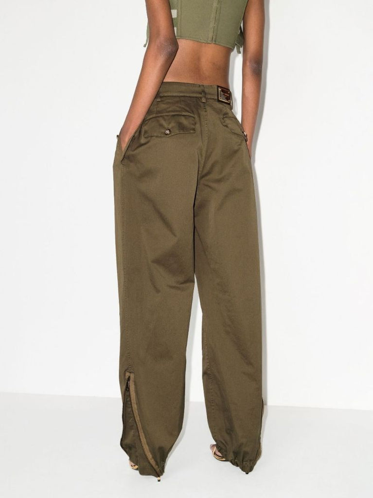 Straight Leg Cotton Cargo Trousers