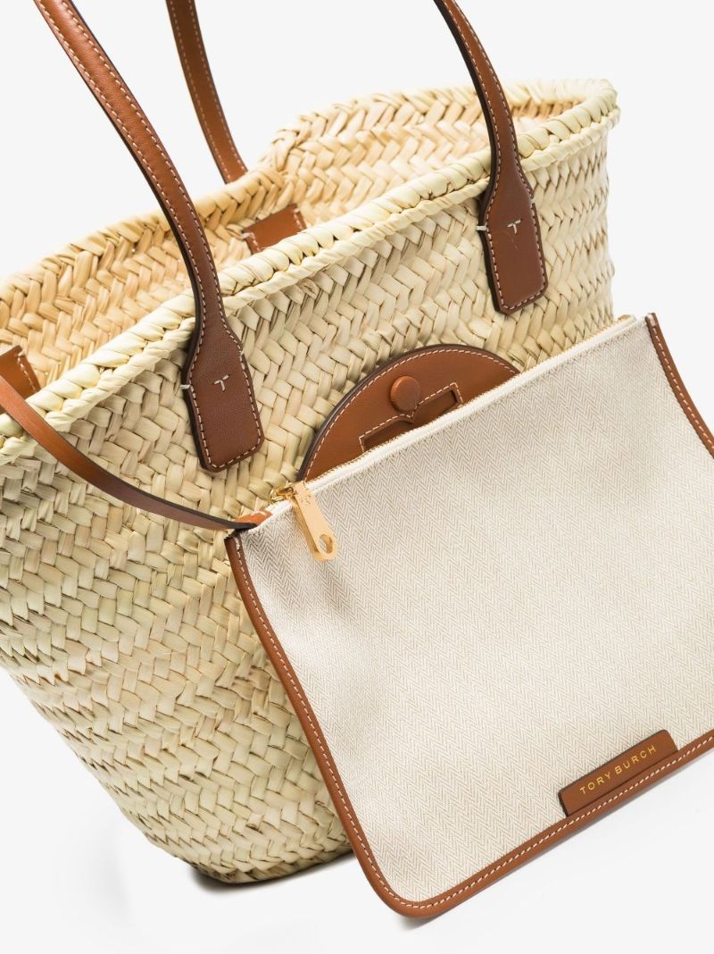 Neutral Ella Straw Basket Tote Bag