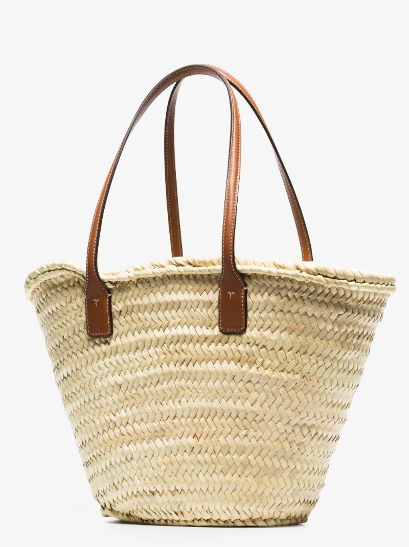 Neutral Ella Straw Basket Tote Bag