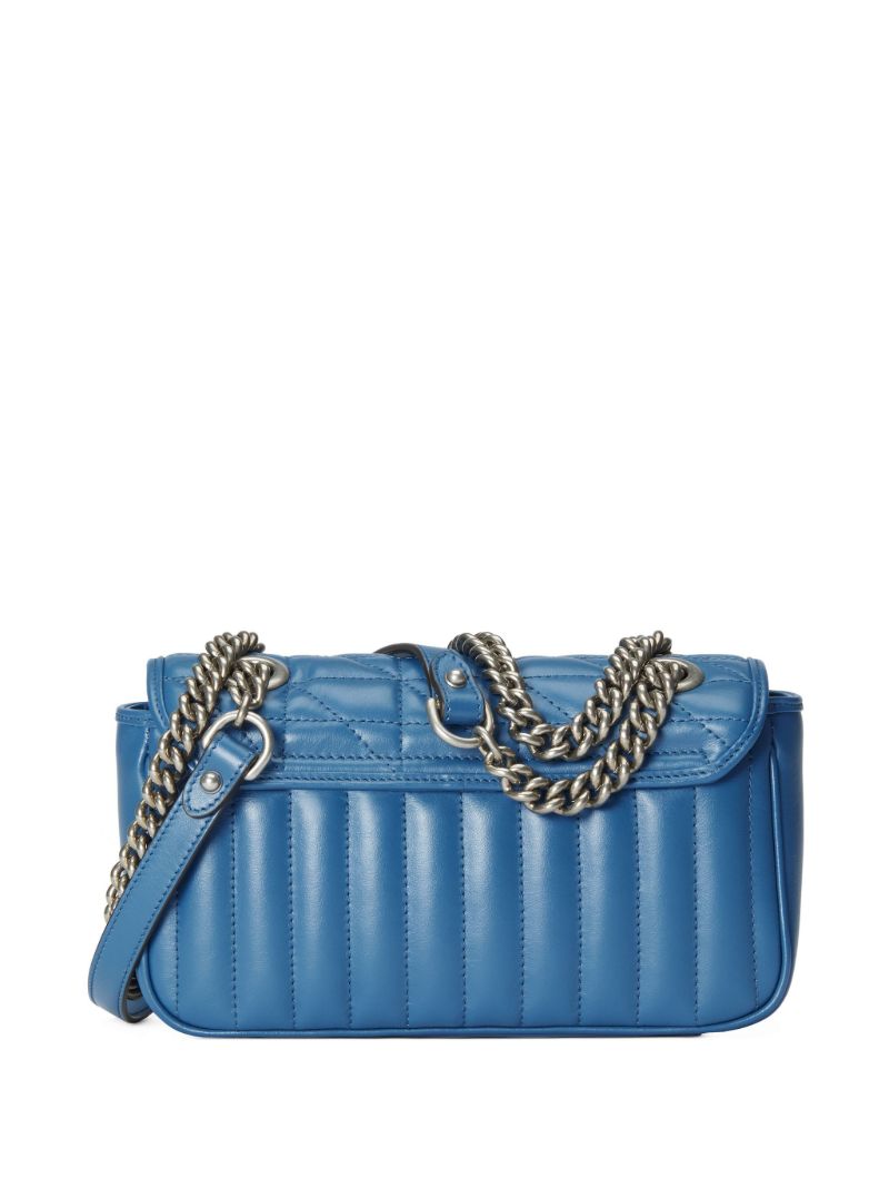 Blue Gg Marmont Mini Leather Shoulder Bag