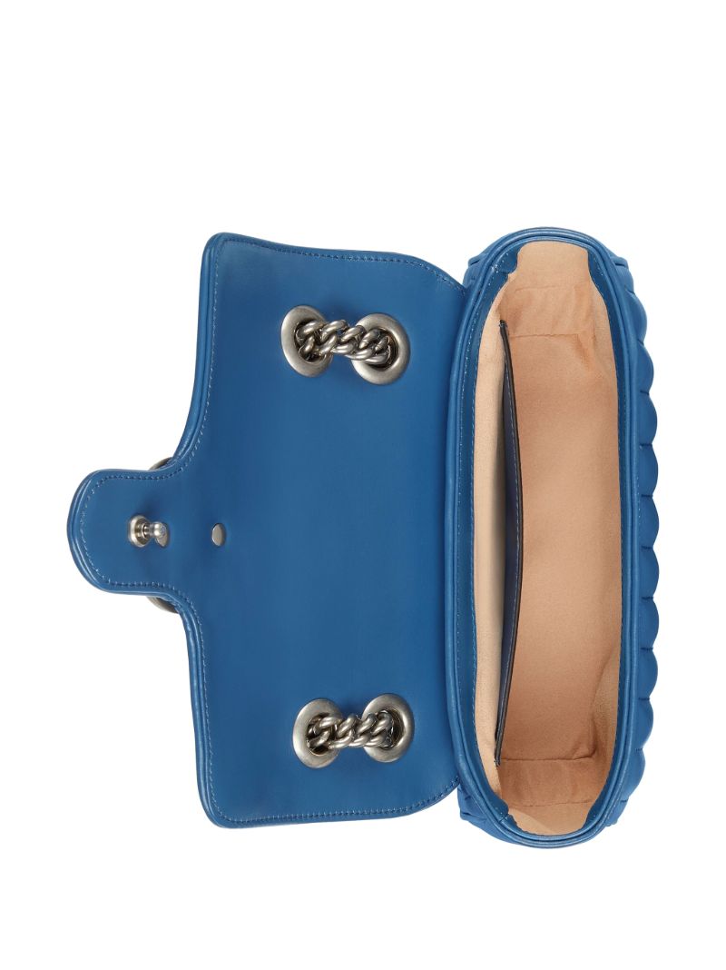 Blue Gg Marmont Mini Leather Shoulder Bag