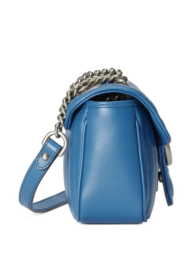 Blue Gg Marmont Mini Leather Shoulder Bag