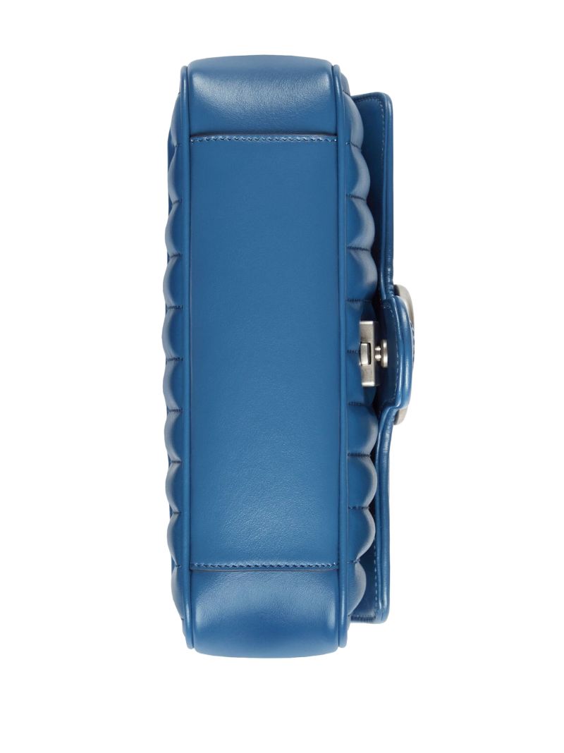 Blue Gg Marmont Mini Leather Shoulder Bag