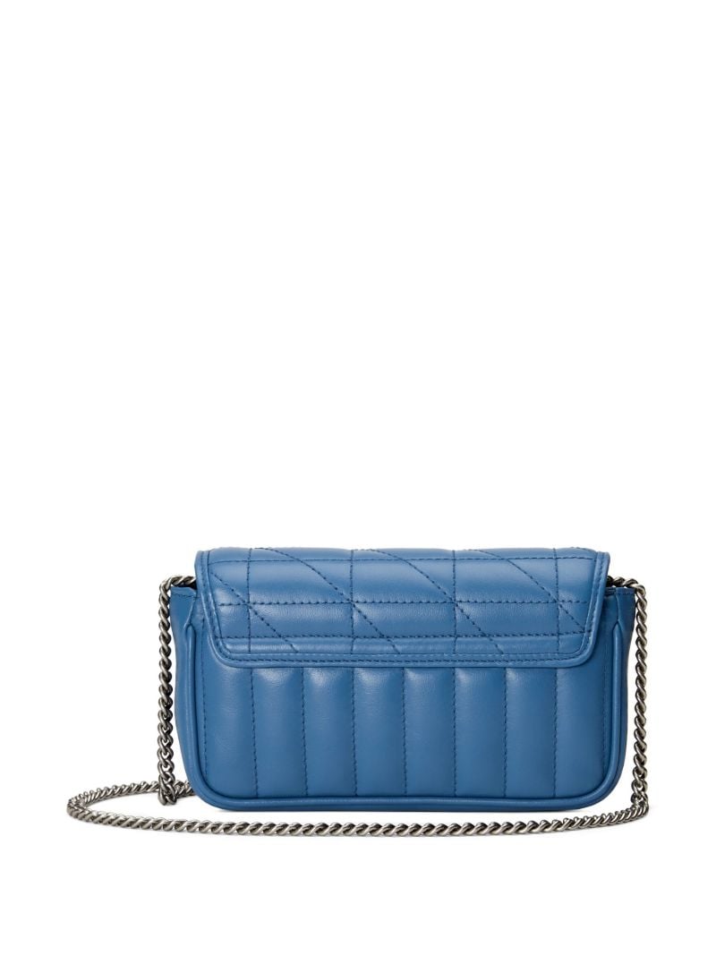 Blue Gg Marmont Super Mini Leather Shoulder Bag