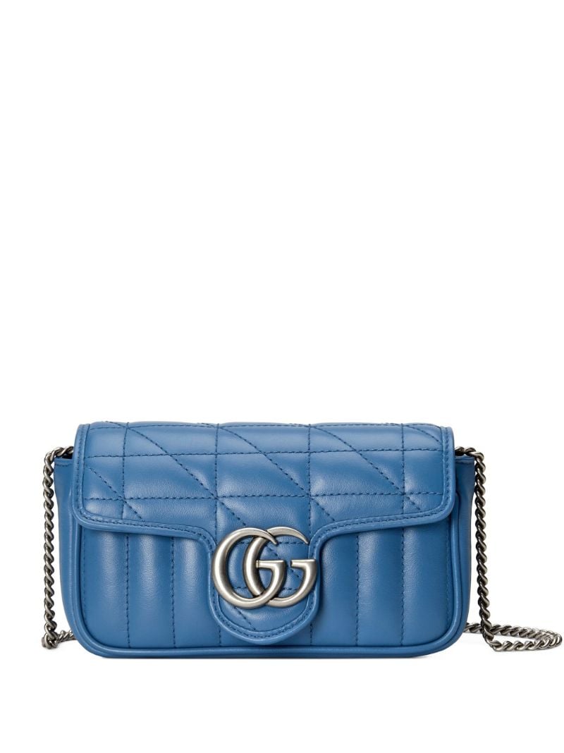 Blue Gg Marmont Super Mini Leather Shoulder Bag