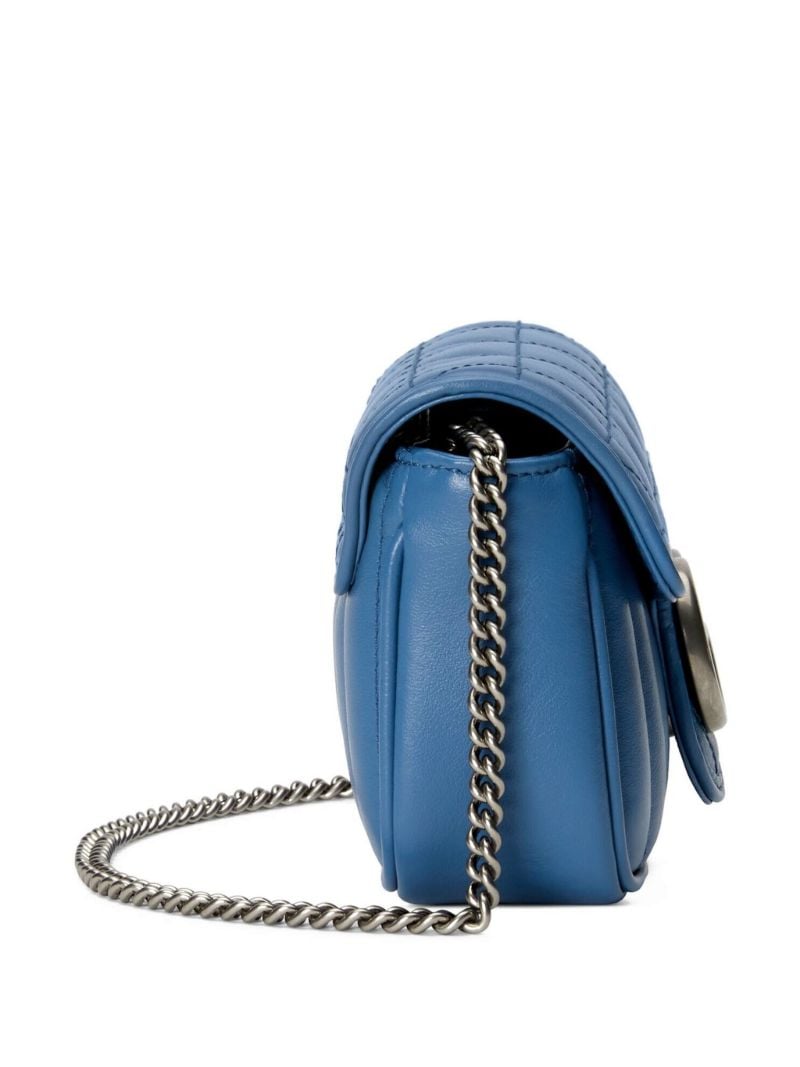Blue Gg Marmont Super Mini Leather Shoulder Bag