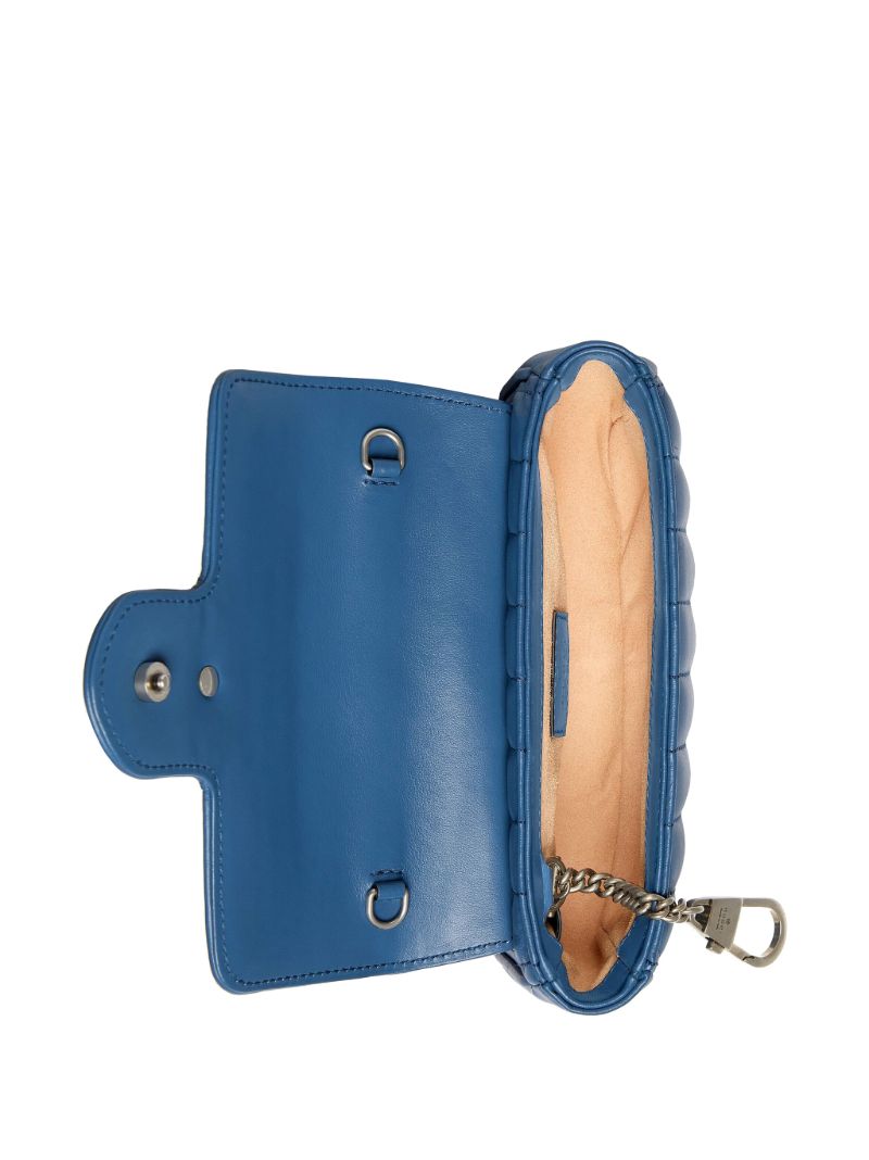 Blue Gg Marmont Super Mini Leather Shoulder Bag