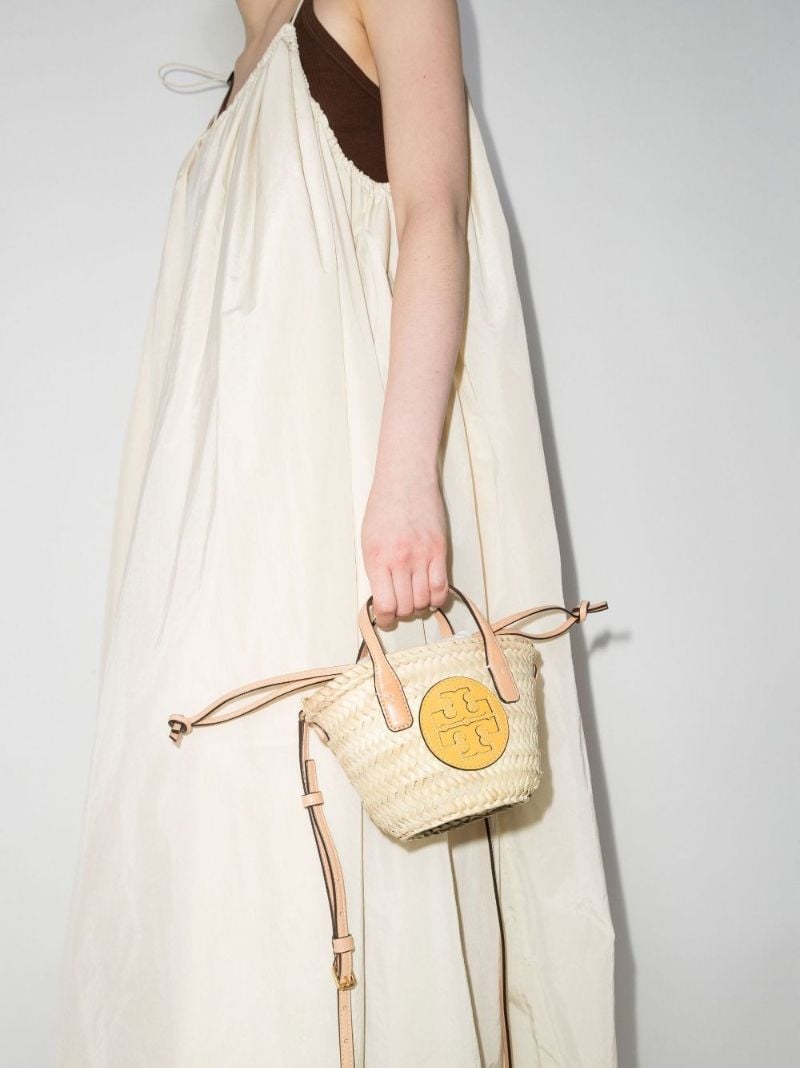 Neutral Ella Mini Straw Tote Bag
