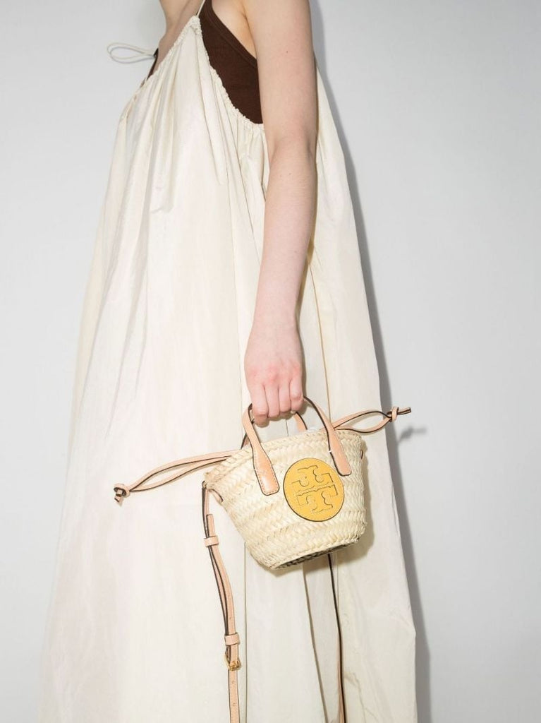 Neutral Ella Mini Straw Tote Bag