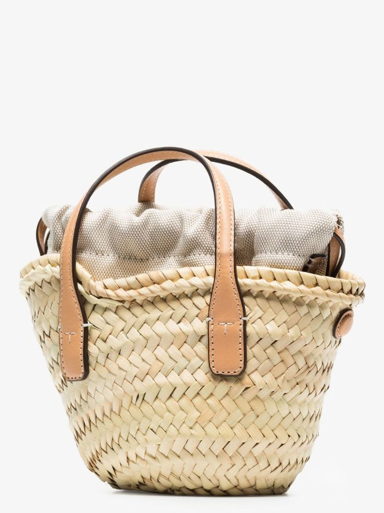 Neutral Ella Mini Straw Tote Bag