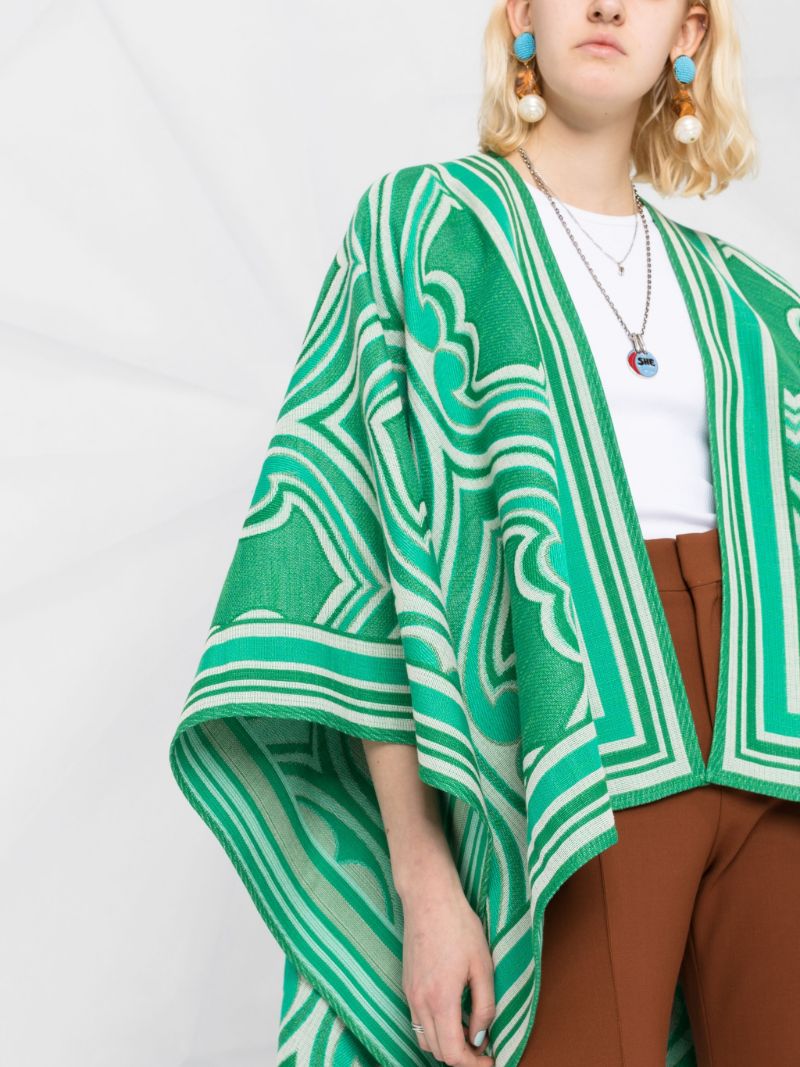 Green Geometric Pattern Cotton Cape