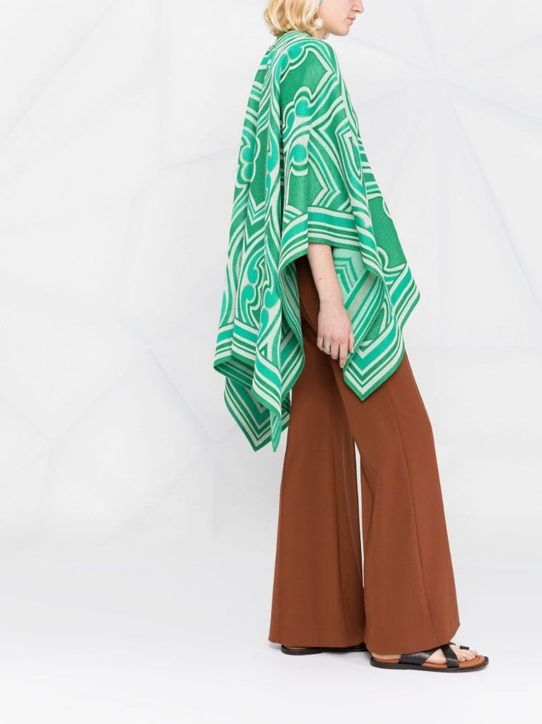 Green Geometric Pattern Cotton Cape