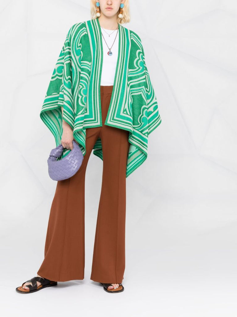 Green Geometric Pattern Cotton Cape