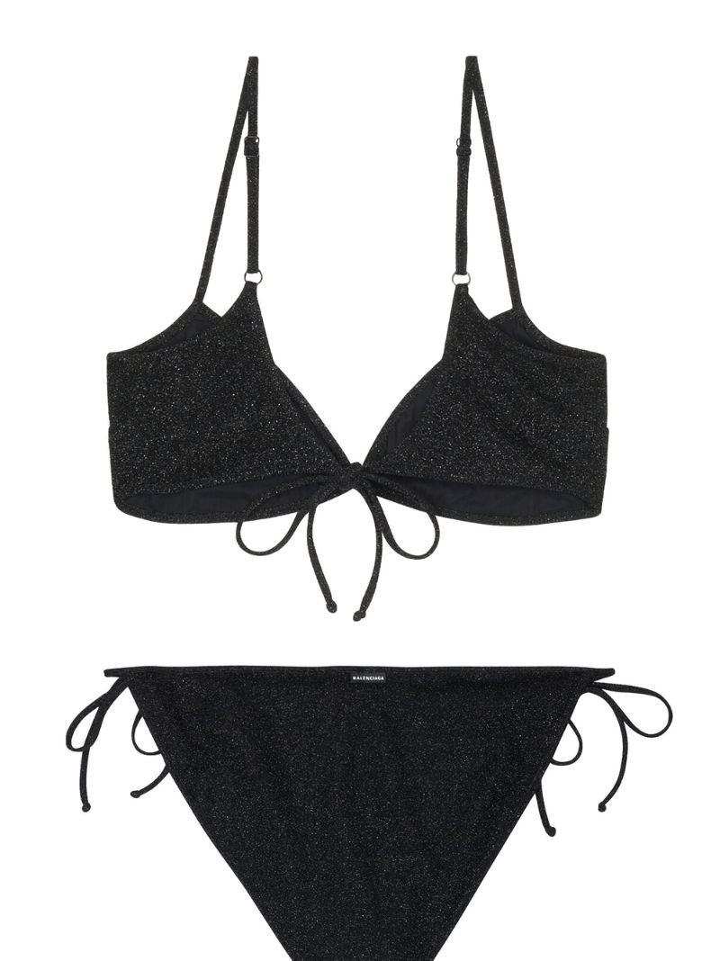 Black Minimal Self-tie Bikini
