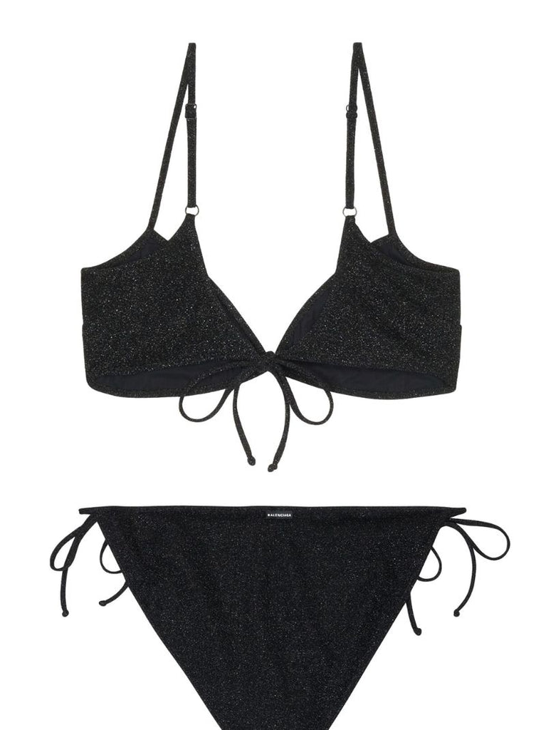 Black Minimal Self-tie Bikini