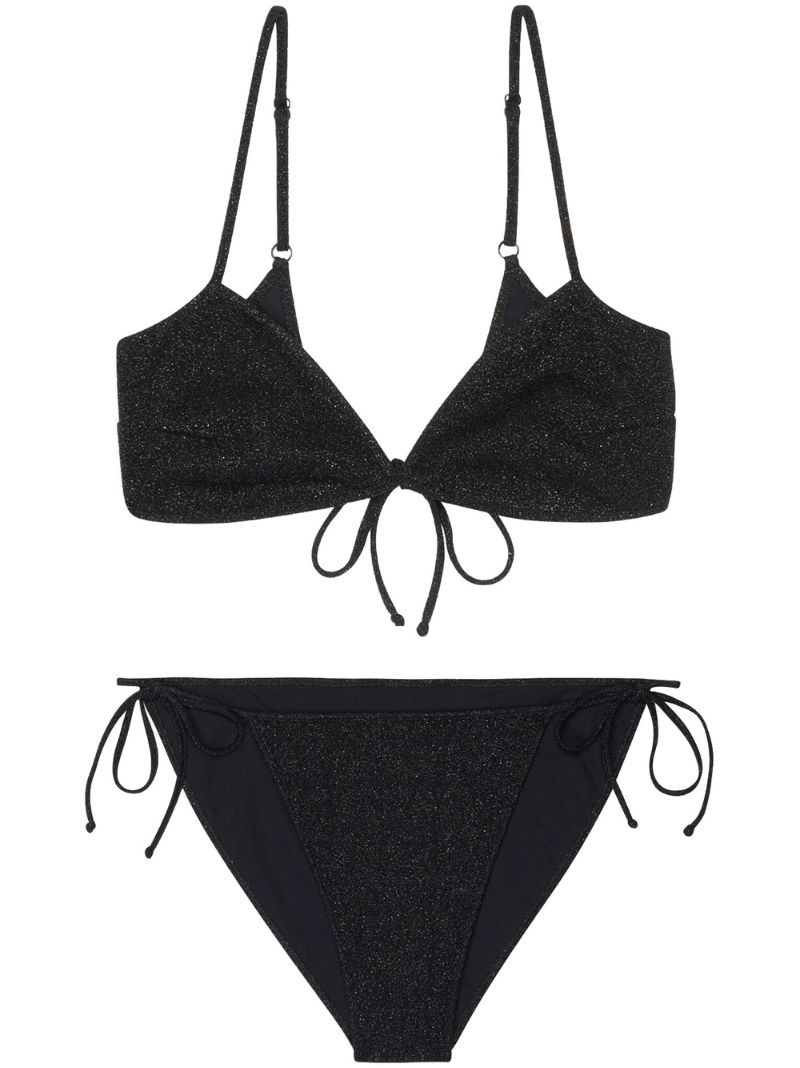 Black Minimal Self-tie Bikini