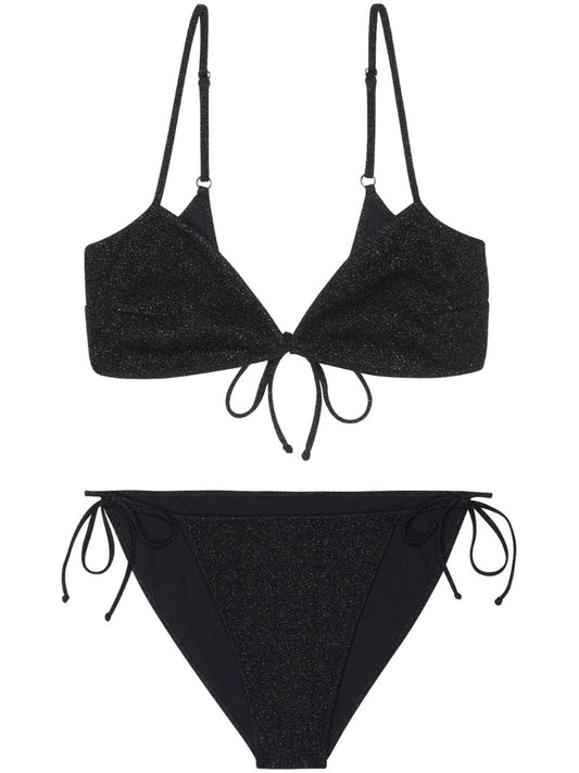 Black Minimal Self-tie Bikini