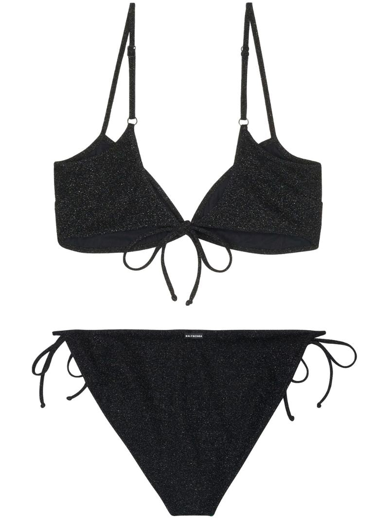 Black Minimal Self-tie Bikini