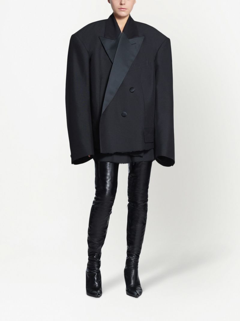 Black Double-breasted Wool Blazer