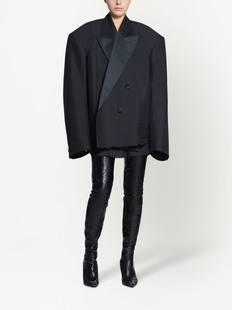 Black Double-breasted Wool Blazer
