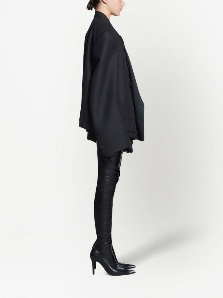 Black Double-breasted Wool Blazer