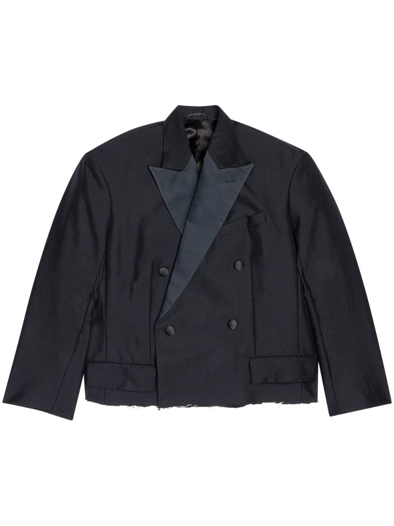 Black Double-breasted Wool Blazer