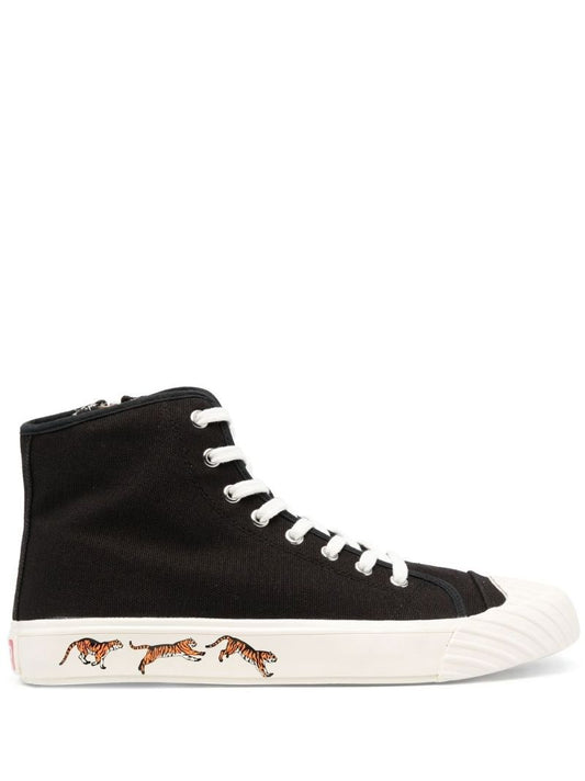 Black Tiger Print High Top Sneakers