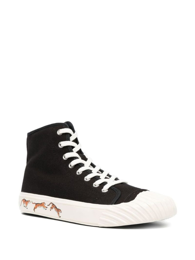 Black Tiger Print High Top Sneakers