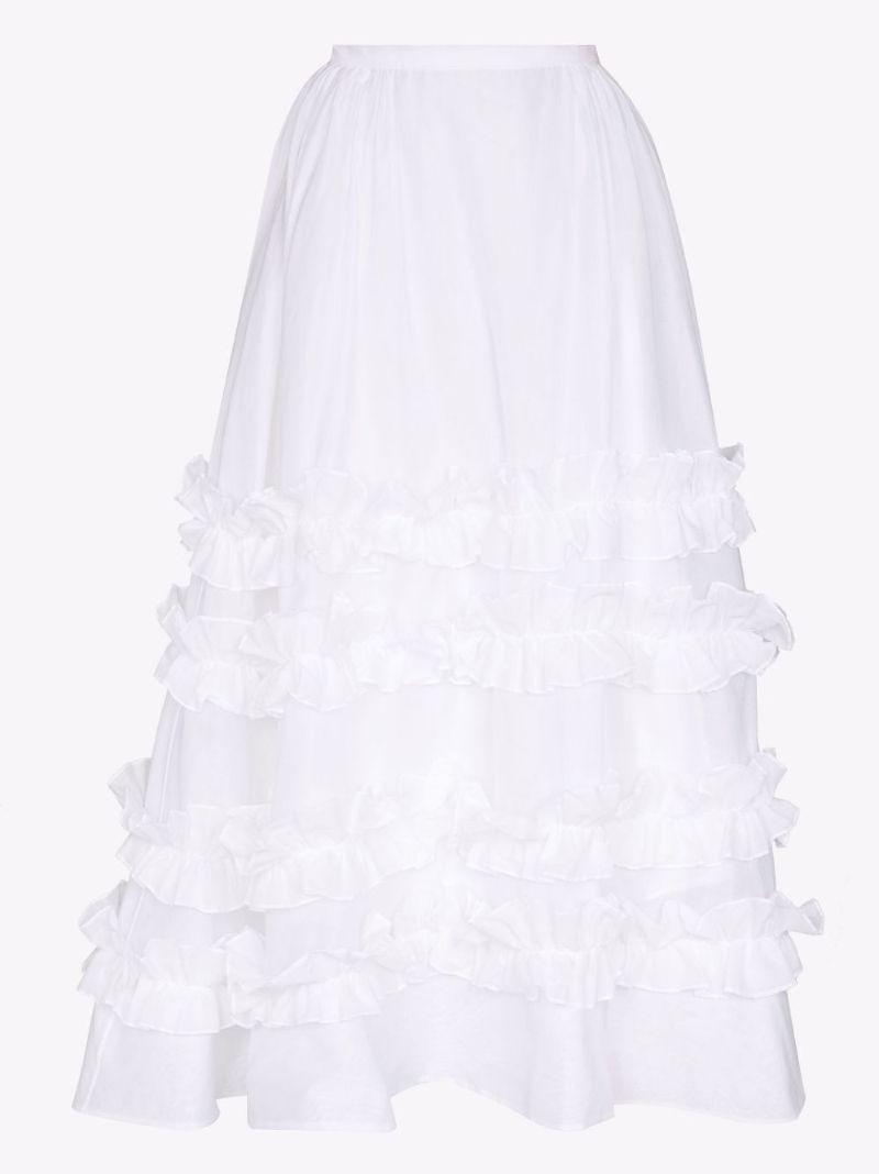 Ruffled Cotton Midi Skirt