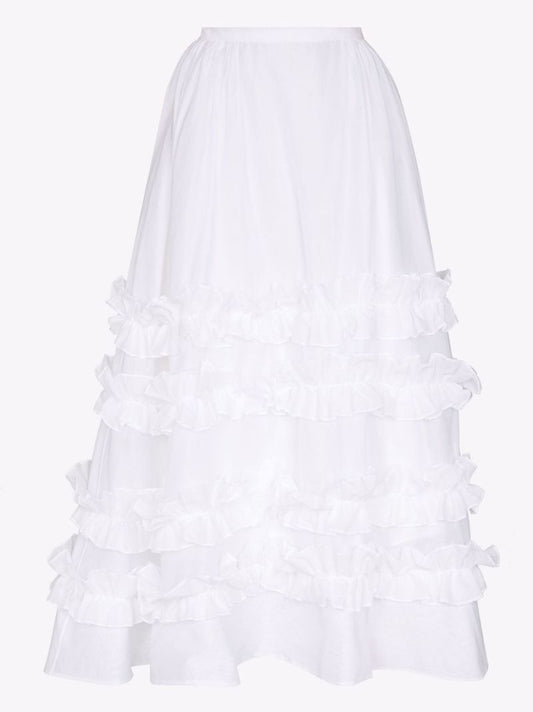 Ruffled Cotton Midi Skirt