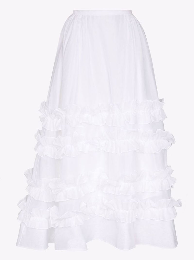 Ruffled Cotton Midi Skirt