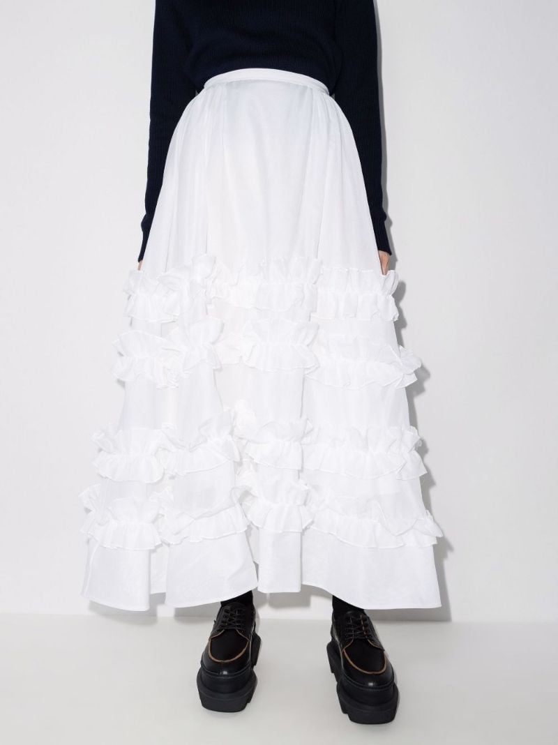 Ruffled Cotton Midi Skirt