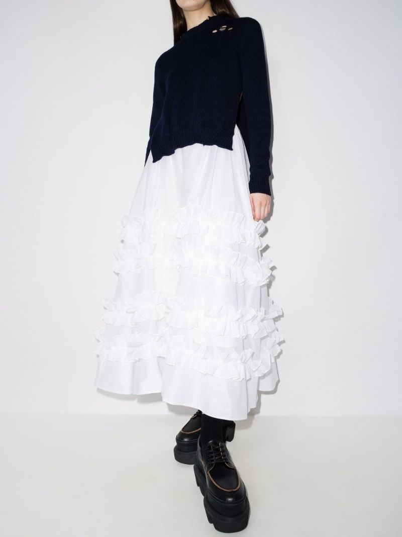 Ruffled Cotton Midi Skirt