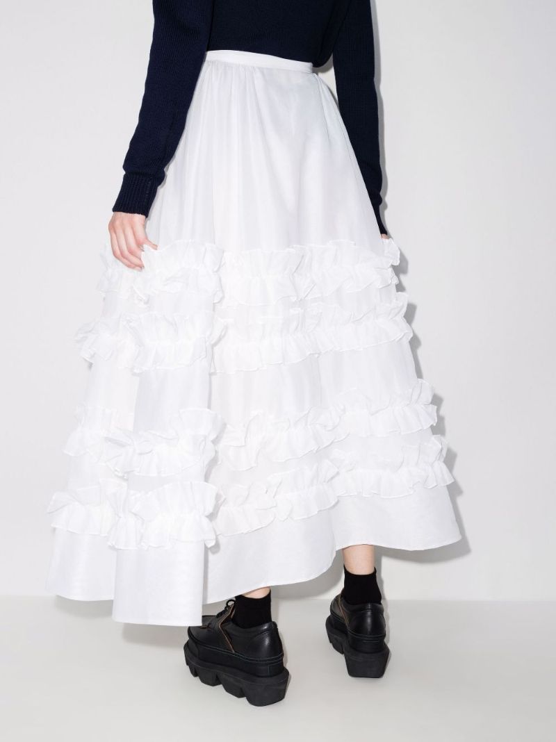 Ruffled Cotton Midi Skirt