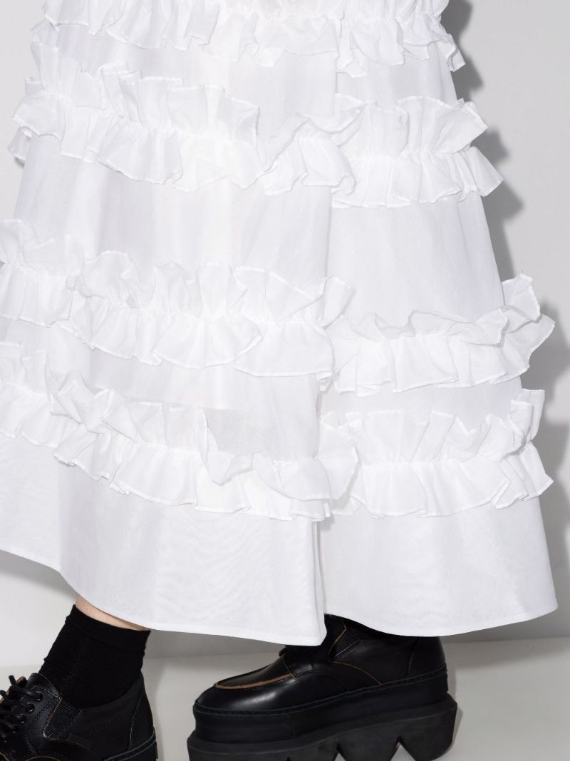 Ruffled Cotton Midi Skirt