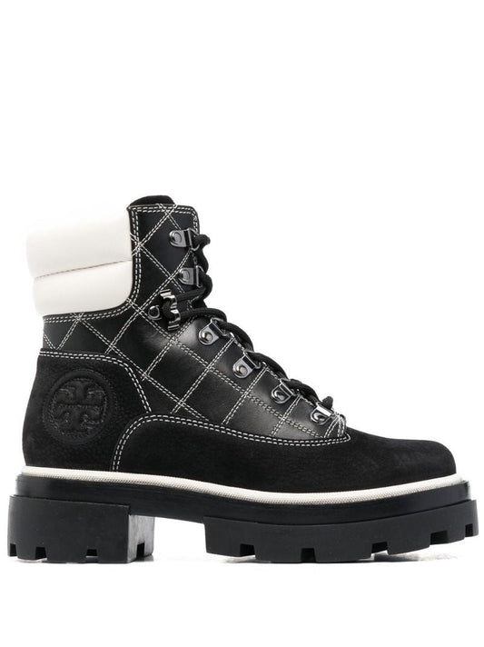 Black Diamond Check Leather Boots