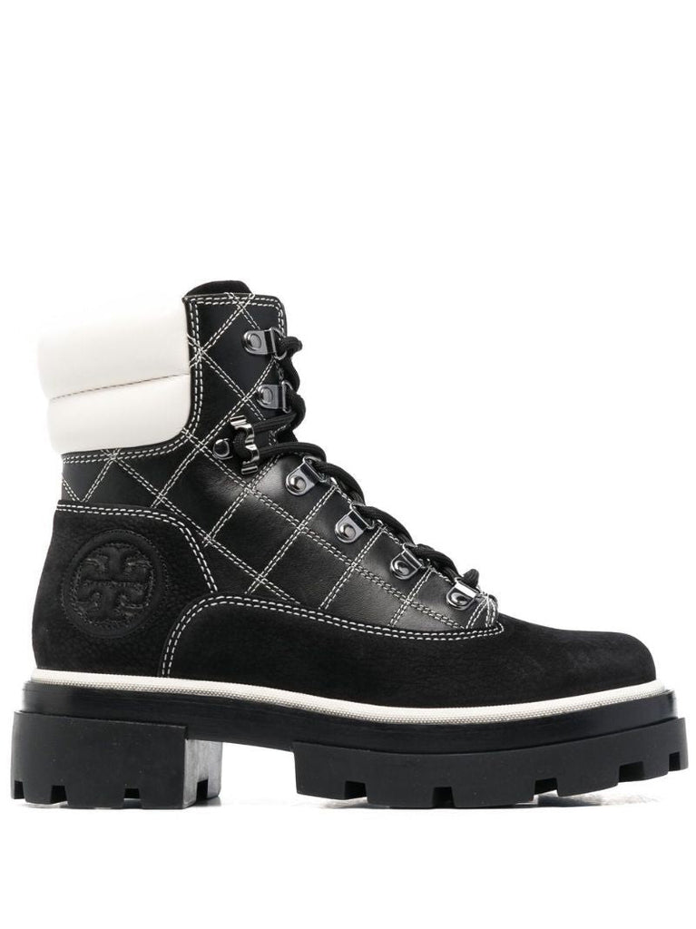 Black Diamond Check Leather Boots
