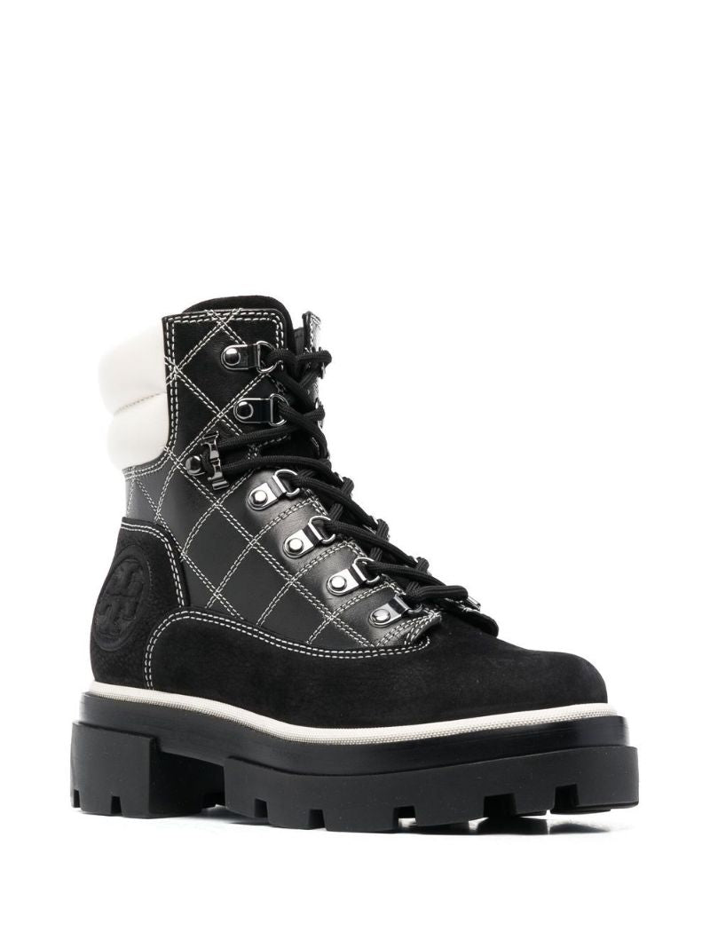 Black Diamond Check Leather Boots