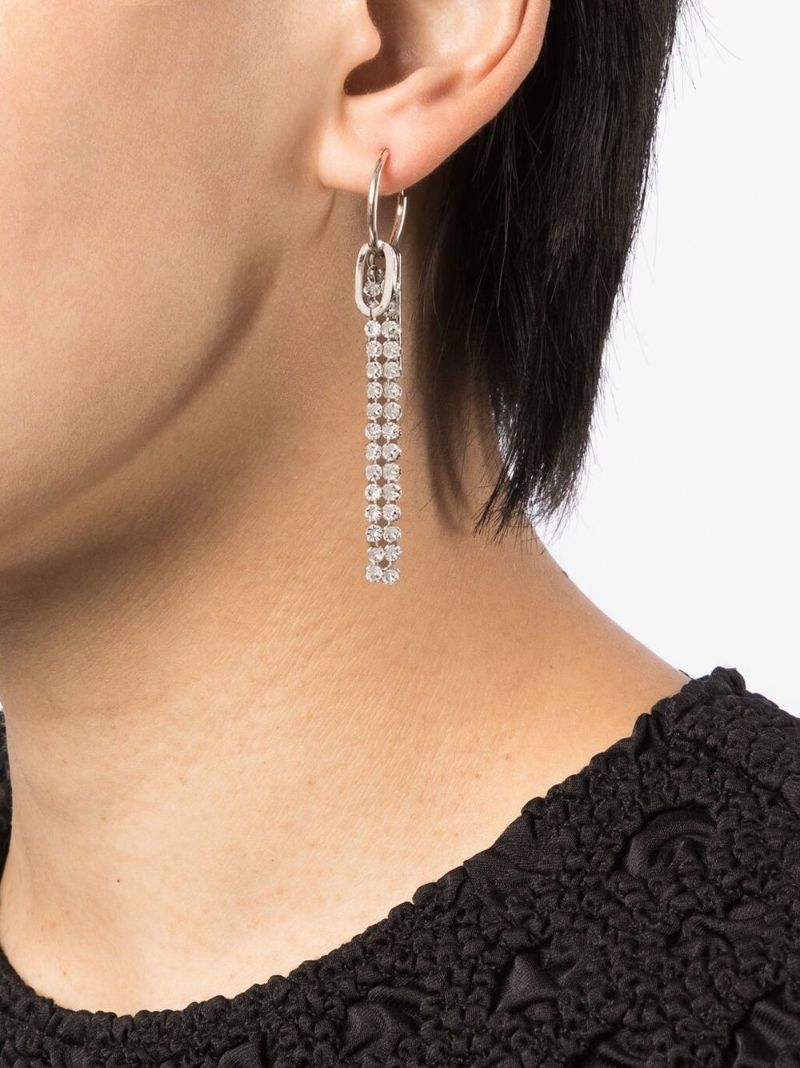 Sterling Silver Eddie Crystal Drop Hoop Earrings