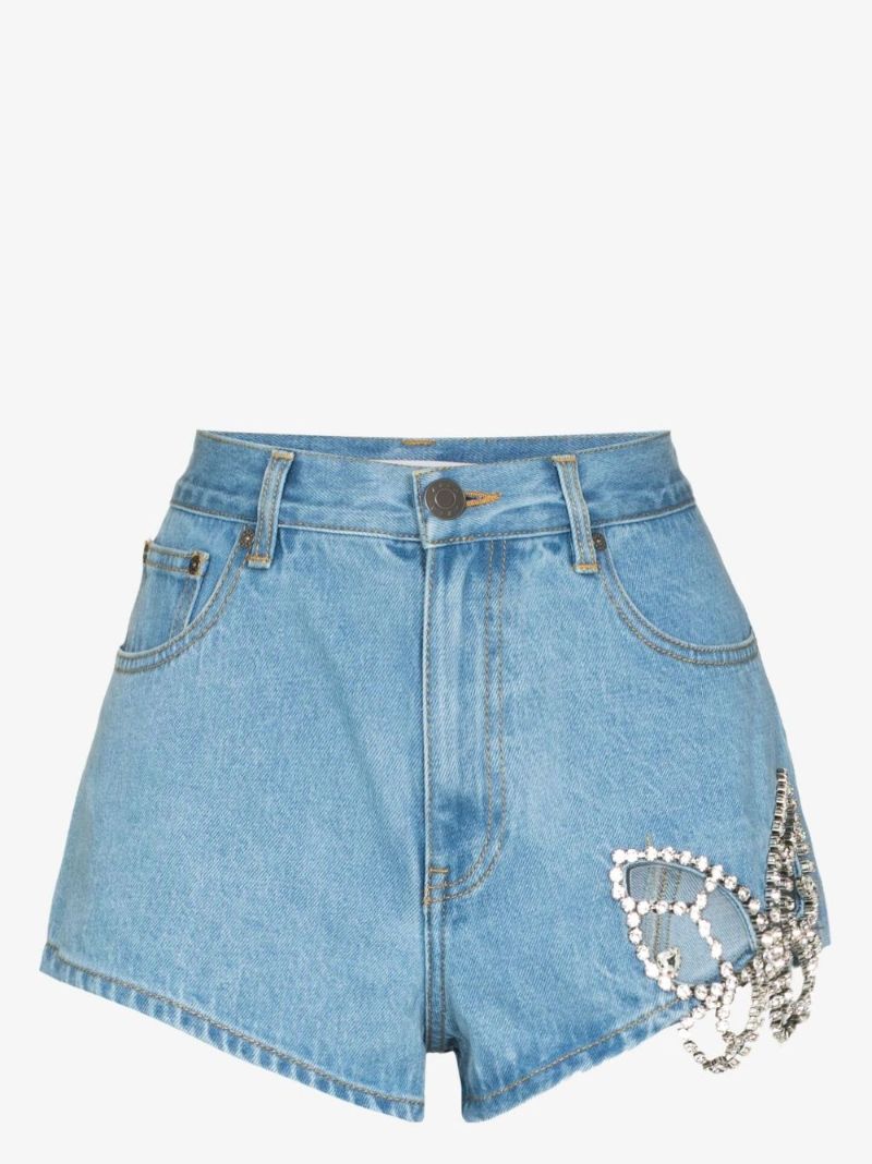 Crystal Butterfly Denim Shorts