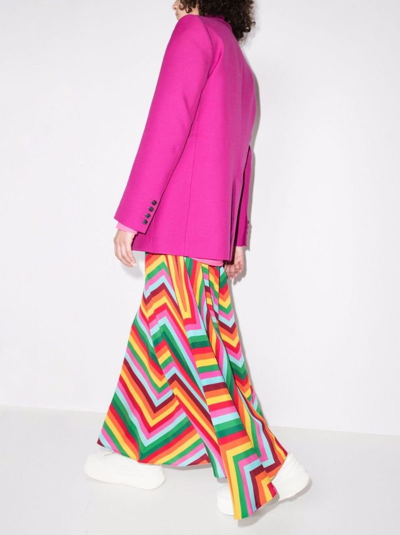 Chevron Striped Silk Maxi Skirt