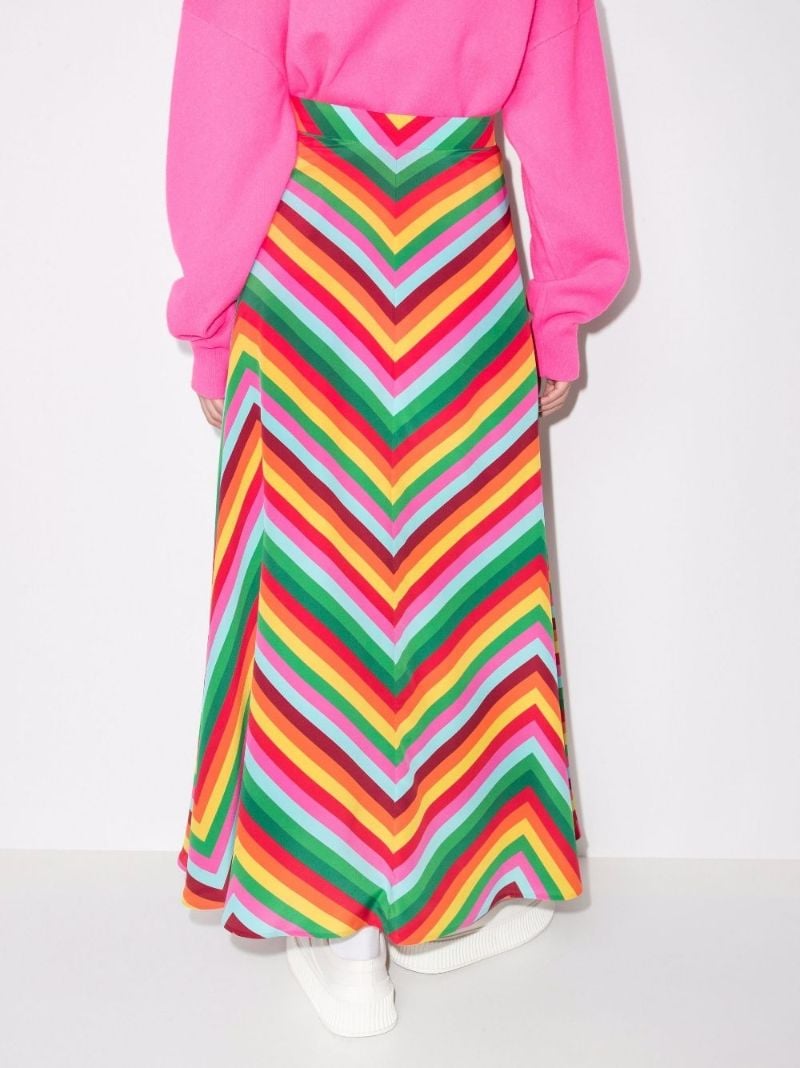 Chevron Striped Silk Maxi Skirt